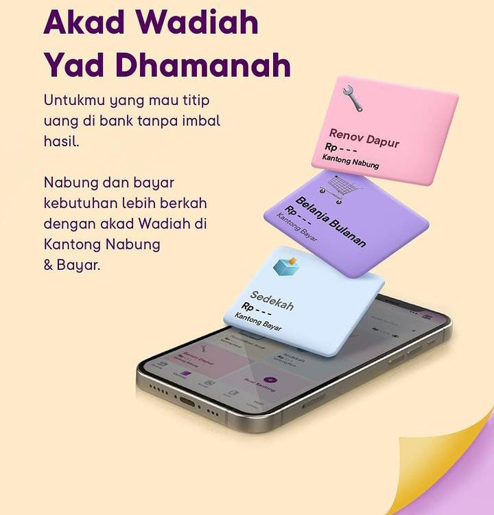 kantong nabung dan bayar jago syariah pakai akad wadiah tanpa bunga