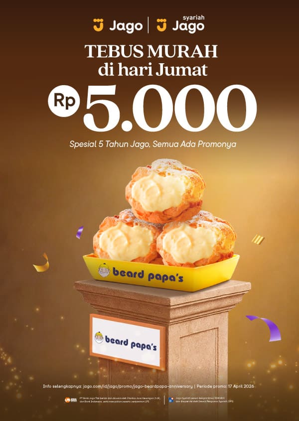 Beard Papa Puff hanya Rp5,000 dengan QRIS Jago