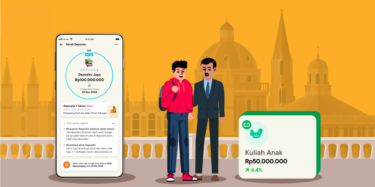 di bank jago kamu bisa siapkan tabungan dana kuliah di luar negeri untuk anak dalam bentuk deposito dan reksa dana bibit