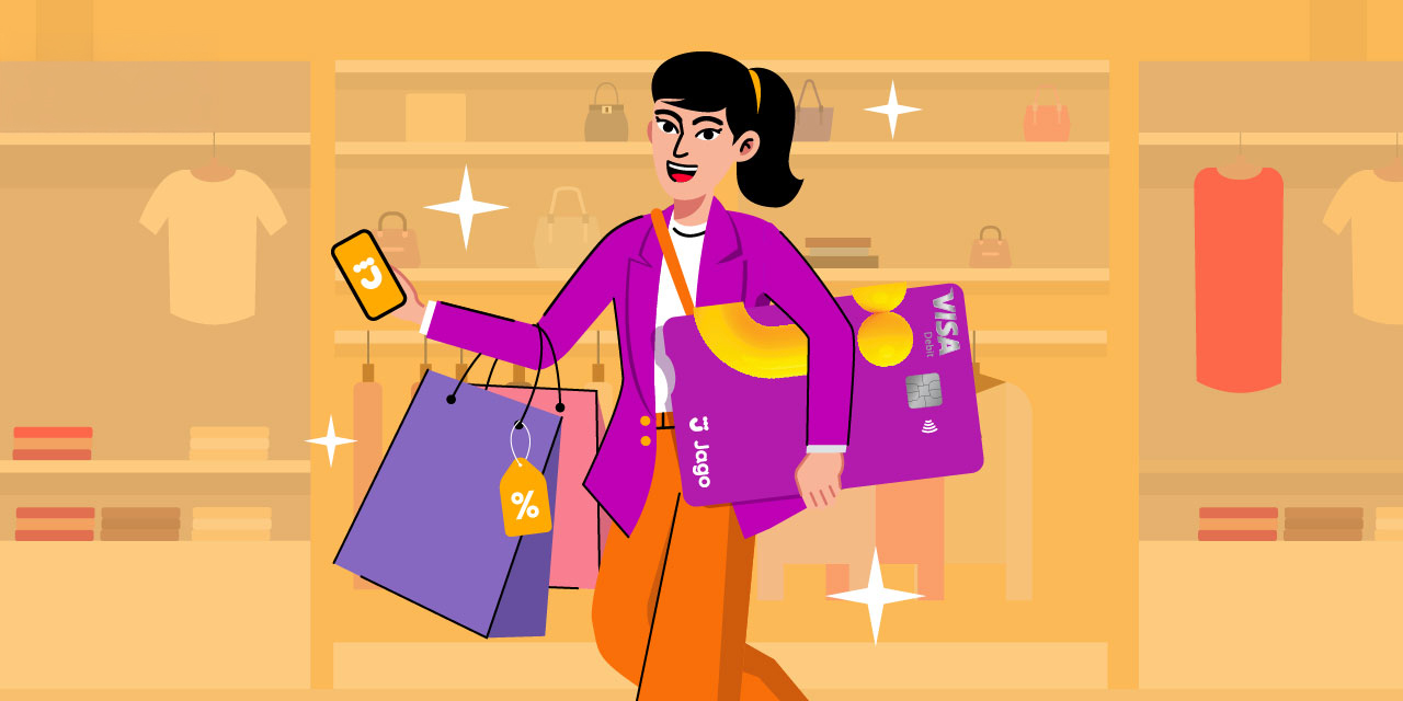 cara menabung uang dari menggunakan uang ada banyak dengan rekening bank jago dan belanja pakai kartu debit dan qris jago