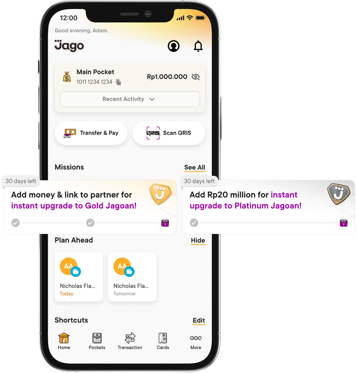 Instant Gold Jagoan and Instant Platinum Jagoan mission on Homepage