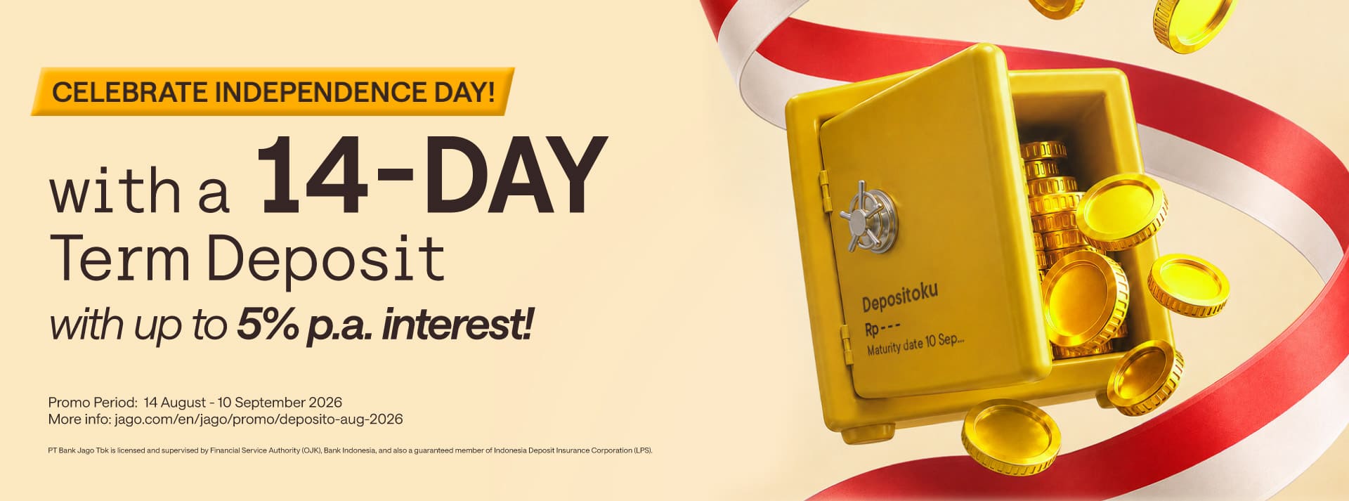 Term Deposit for only 14 DAYS! Earn interest rate up to 5% p.a.