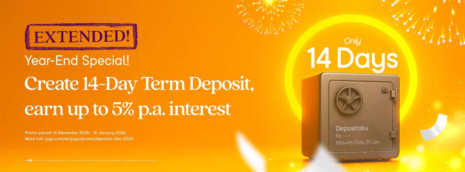 Save with Term Deposit for 14-days only! Earn interest rate up to 5% p.a.
