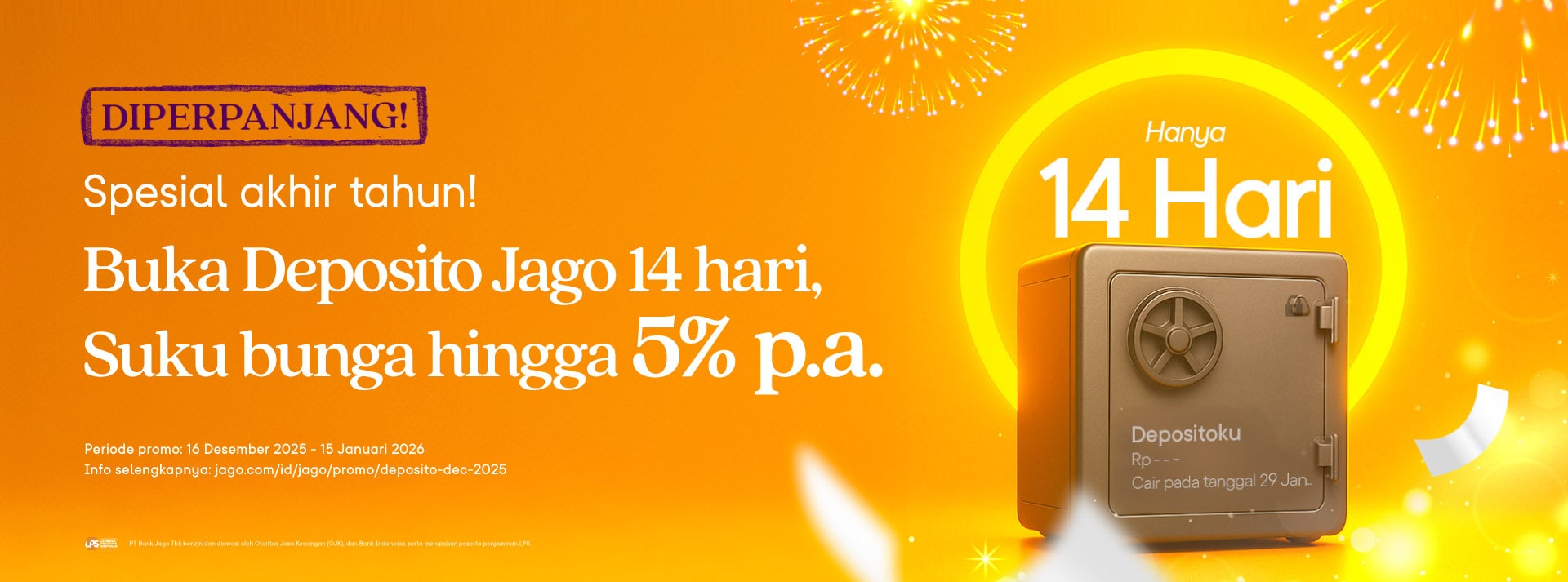 Nabung Deposito cuma 14 hari! Dapatkan bunga s.d. 5% p.a.