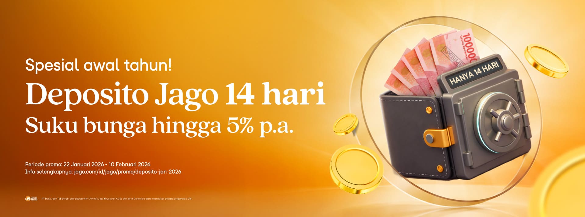 Nabung Deposito cuma 14 hari! Dapatkan bunga s.d. 5% p.a.