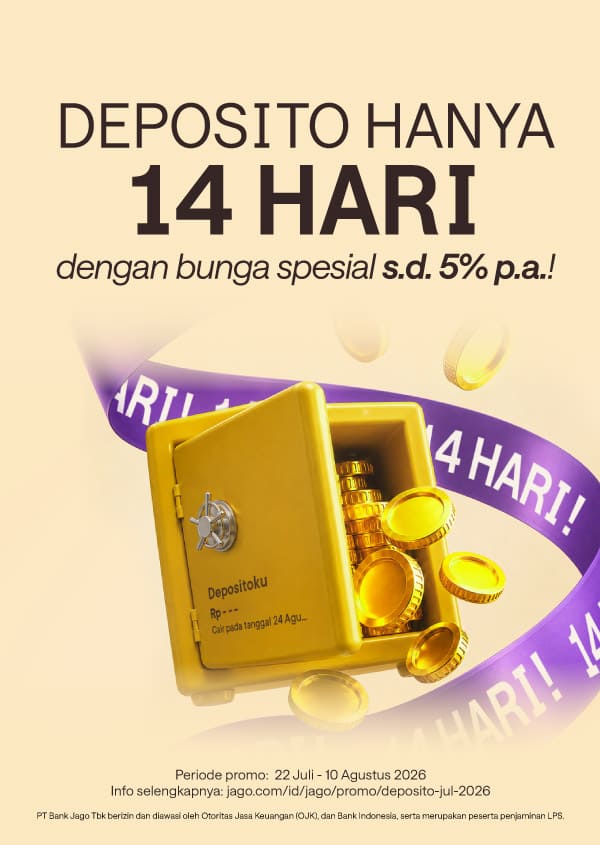 Deposito hanya 14 HARI dengan bunga spesial hingga 5% p.a.!