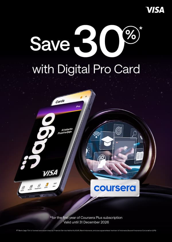 Save 30% on your first year of Coursera Business Standard with your Jago Digital Pro Card