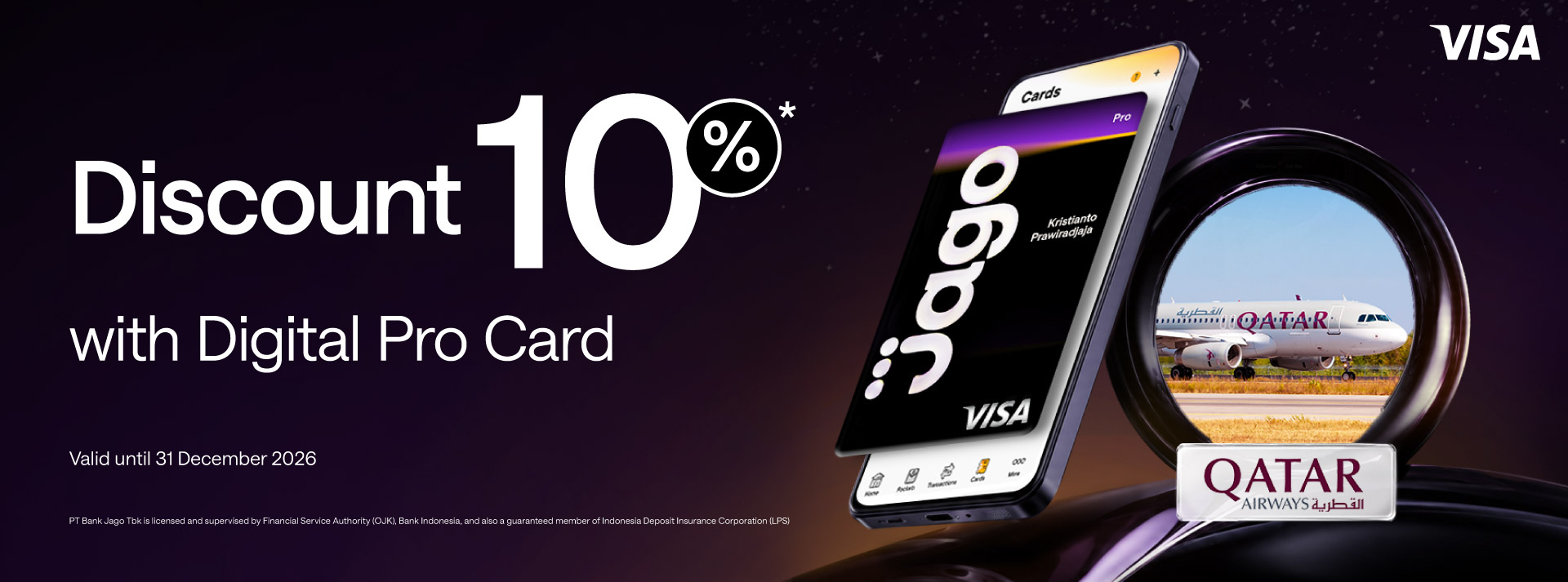 Up to 10% off flights when paying with your Jago Digital Pro Card