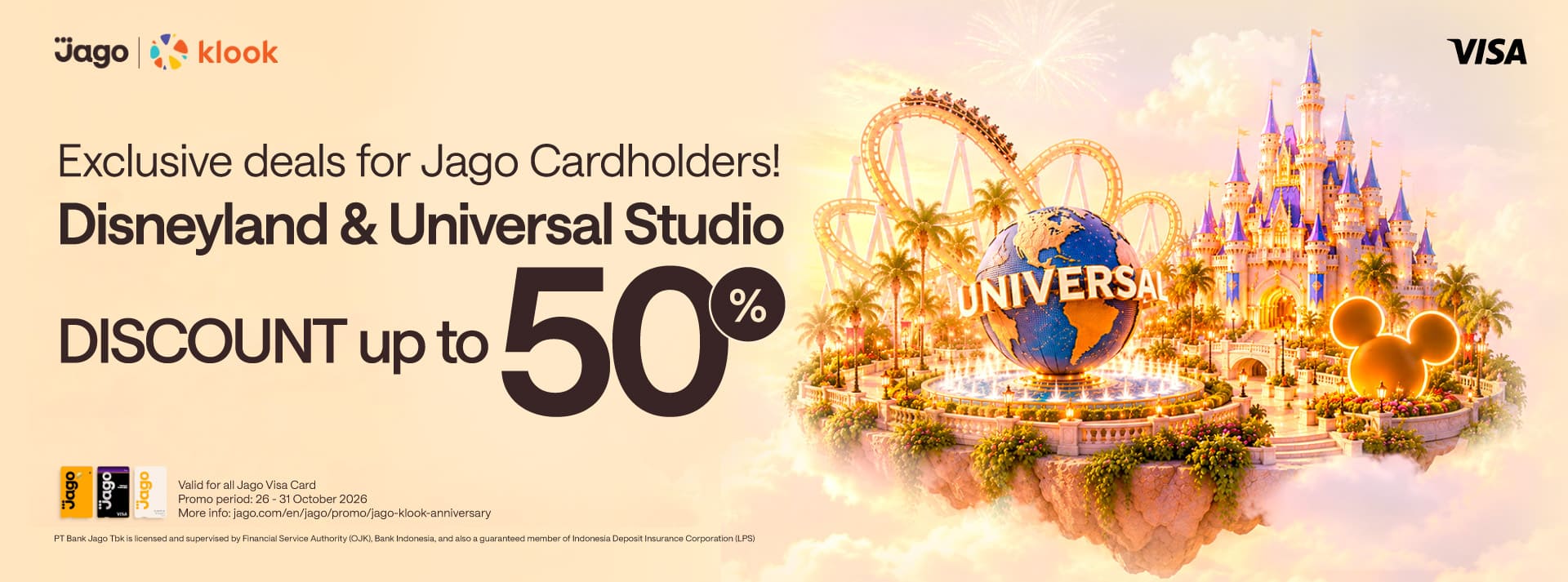 Discount up to Rp1,500,000 using a Jago Visa Debit Card on Klook!