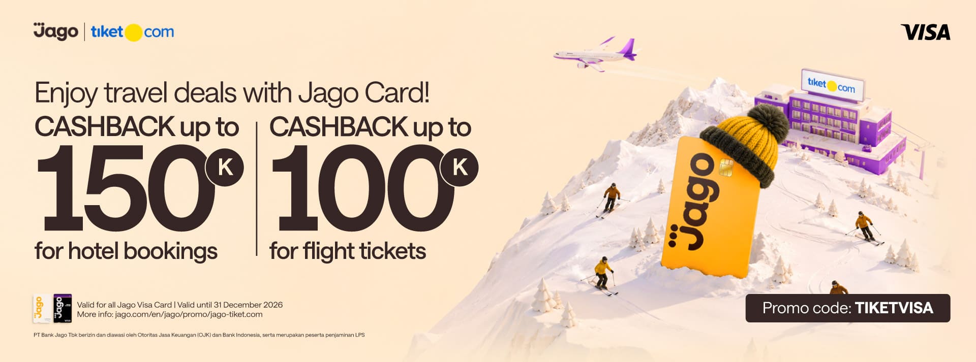 Flight and hotel promo on Tiket.com with a Jago Visa Debit Card.