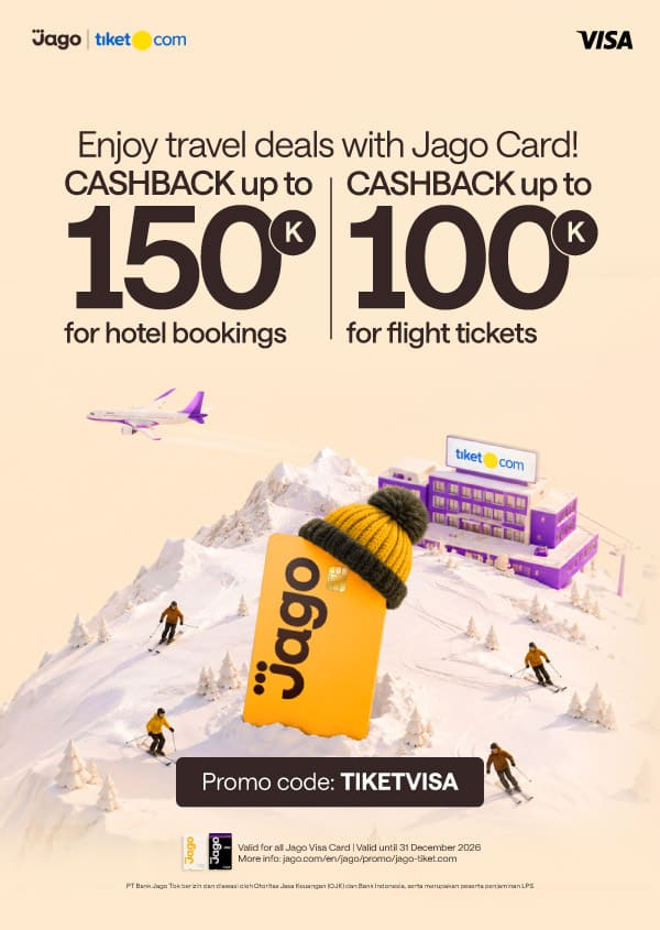 Flight and hotel promo on Tiket.com with a Jago Visa Debit Card.