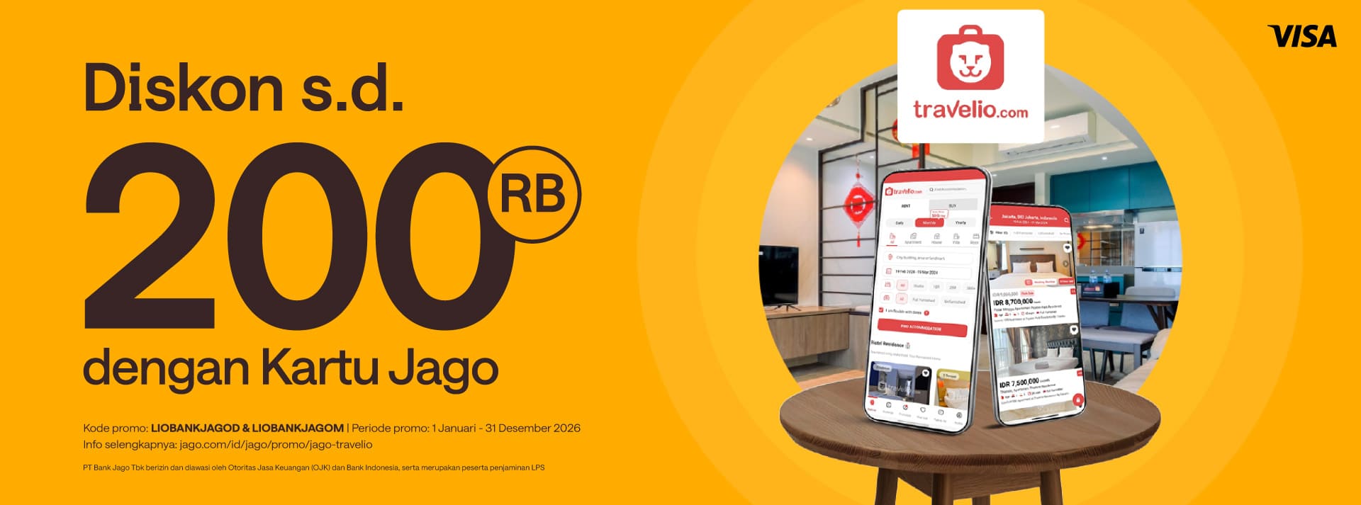 Promo spesial sewa apartemen pake Kartu Debit Jago Visa diskon s.d. 200RB