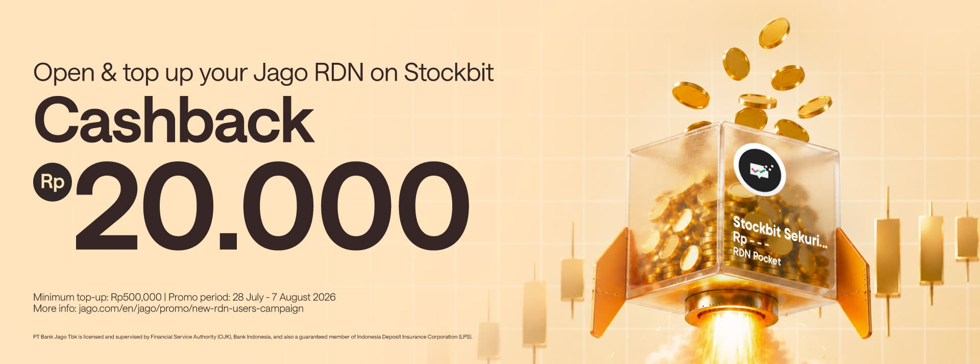 Open an RDN on Stockbit and get Rp20,000* cashback