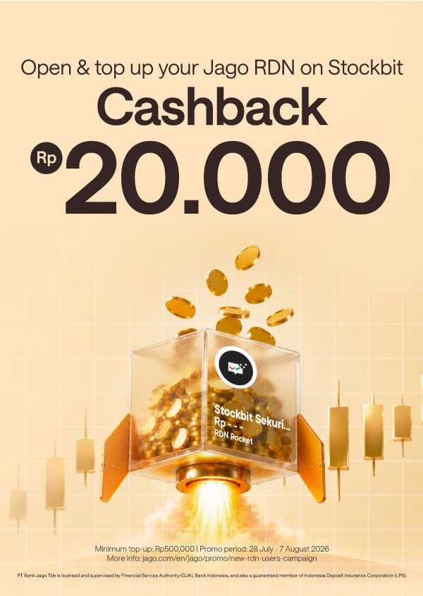 Open an RDN on Stockbit and get Rp20,000* cashback