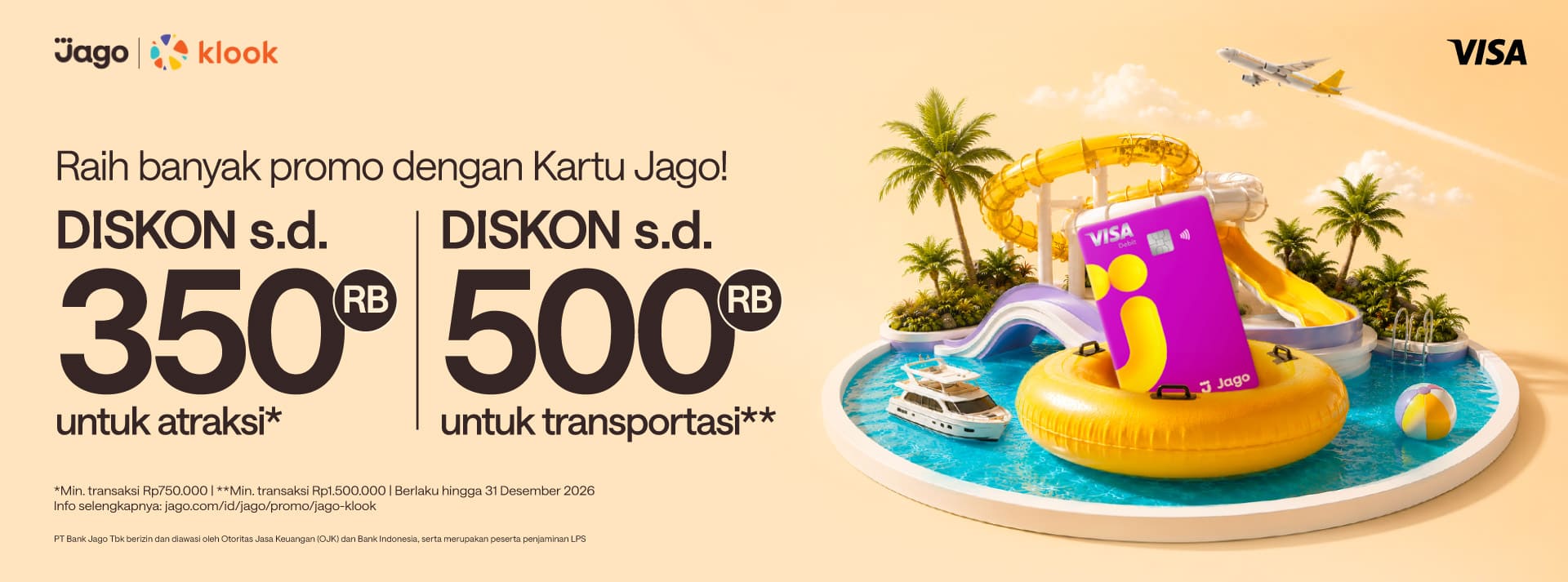 Diskon hingga Rp500.000 pakai Kartu Debit Jago Visa di Klook!