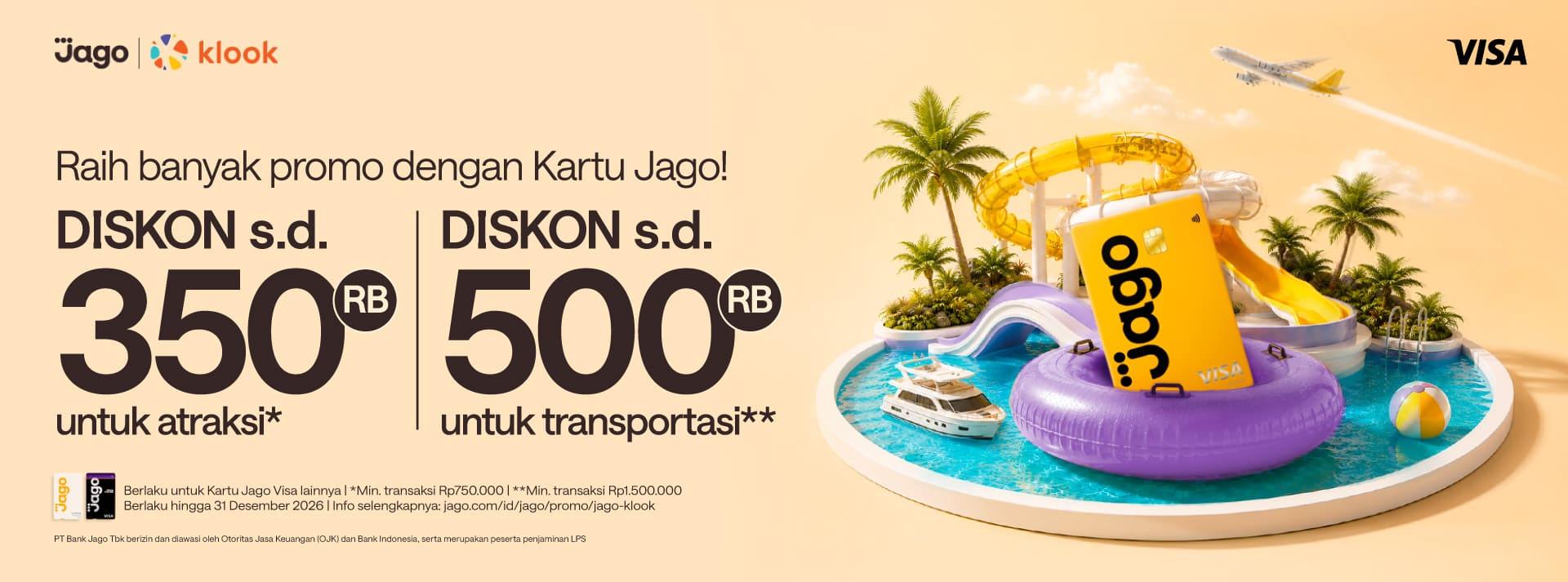 Diskon hingga Rp500.000 pakai Kartu Debit Jago Visa di Klook!