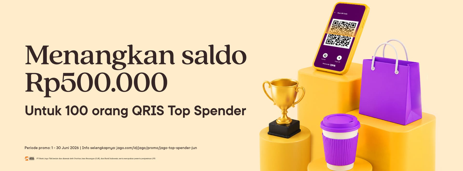 Menangkan saldo Rp500.000 Untuk 100 orang QRIS Top Spender