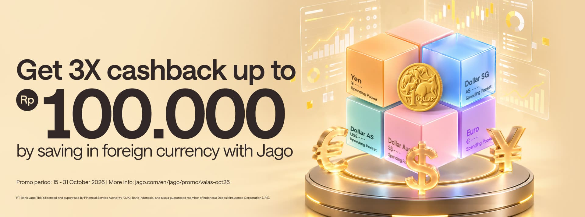 Up to Rp100,000 cashback for foreign currency purchases on Jago