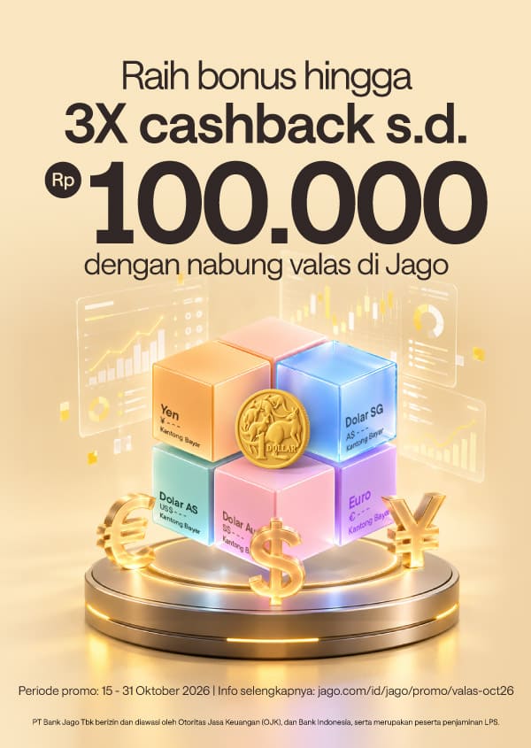Cashback hingga Rp100.000 untuk pembelian mata uang asing di Jago