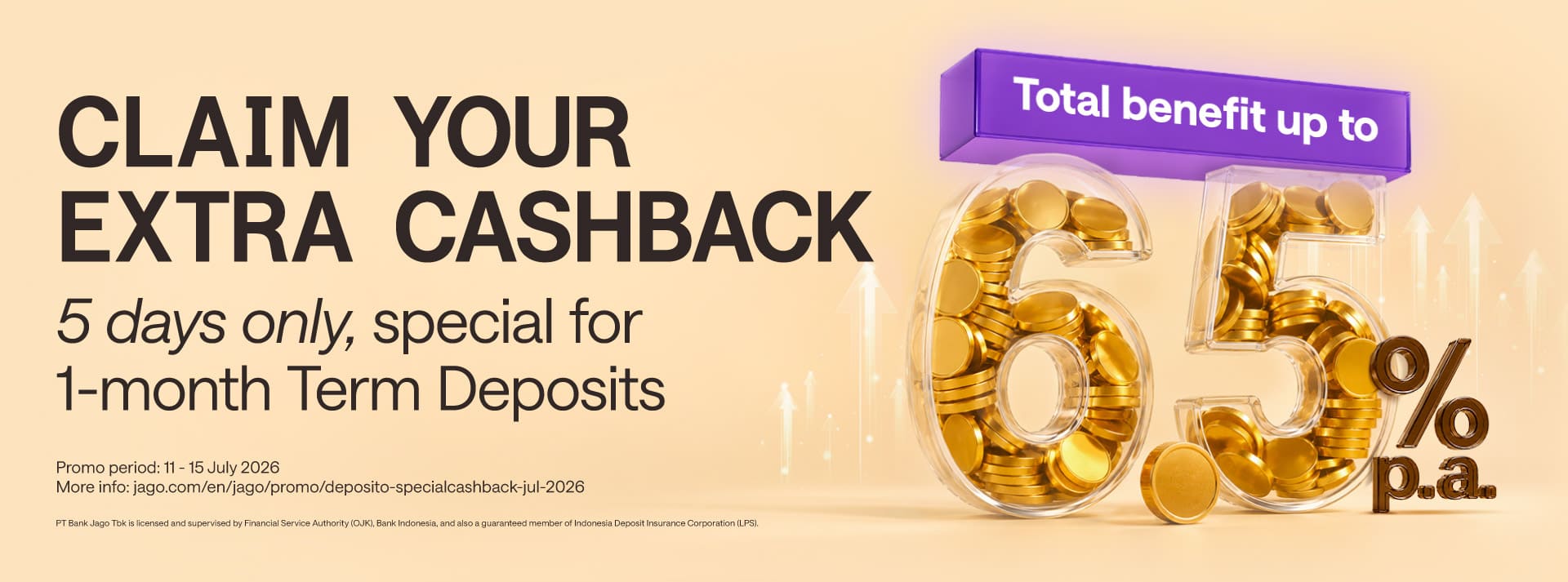 Save with Term Deposit for 14-days only! Earn benefit equivalent to up to 5% p.a.