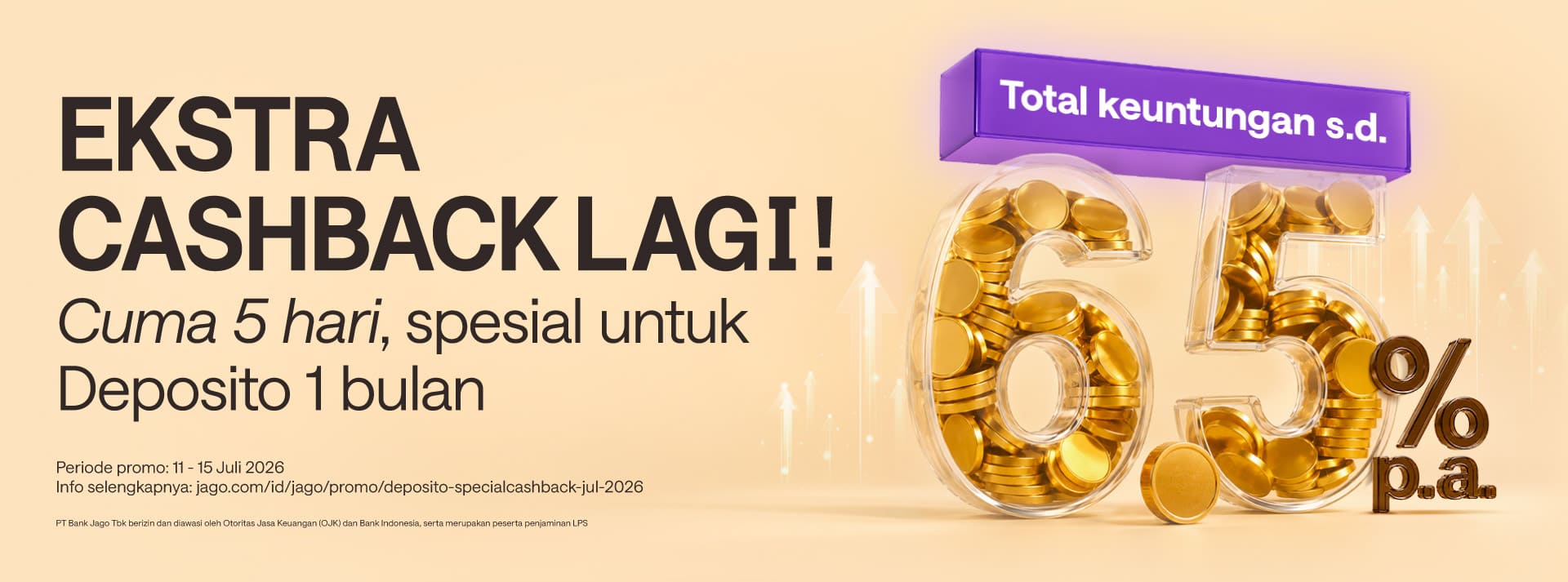Nabung Deposito cuma 14 hari! Dapatkan bunga s.d. 5% p.a. + cashback ekstra 0,25% p.a.