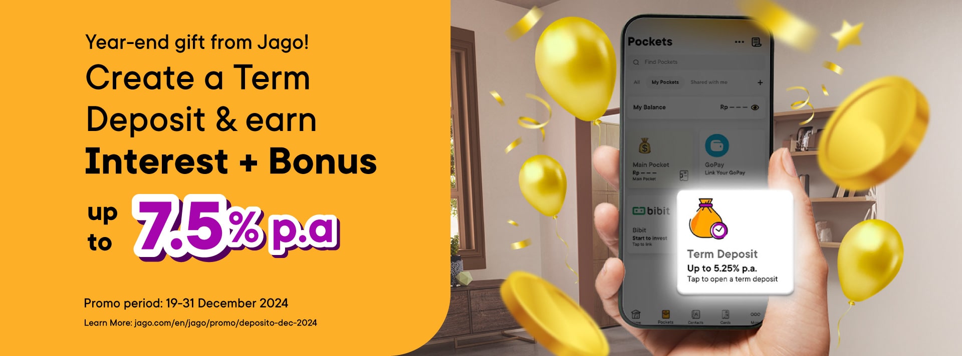 Save with Jago Term Deposit, earn a 7.5% p.a interest + bonus