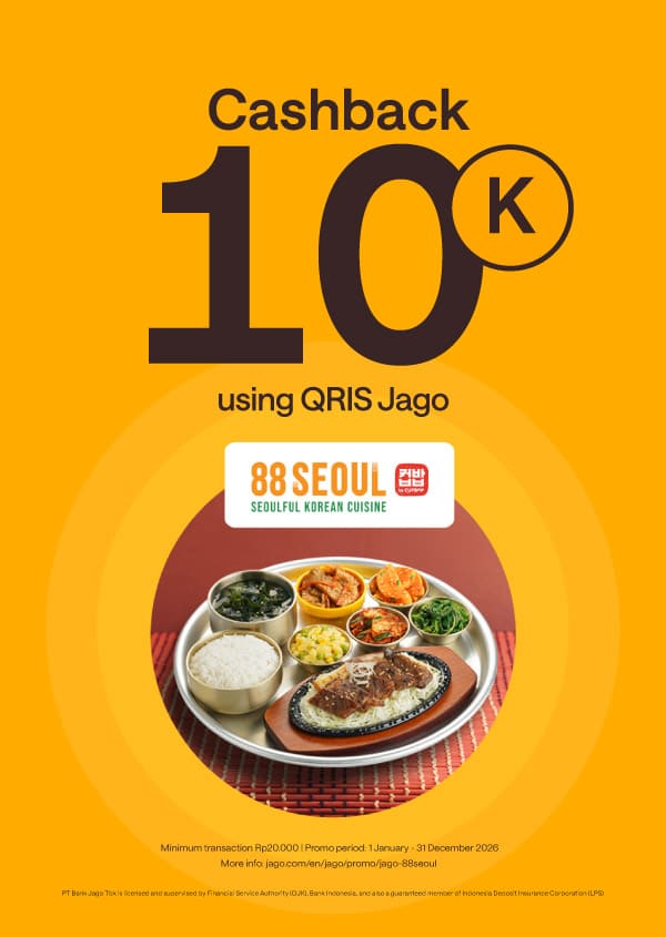 Get cashback Rp10,000 using Jago QRIS for payment at all 88Seoul outlets