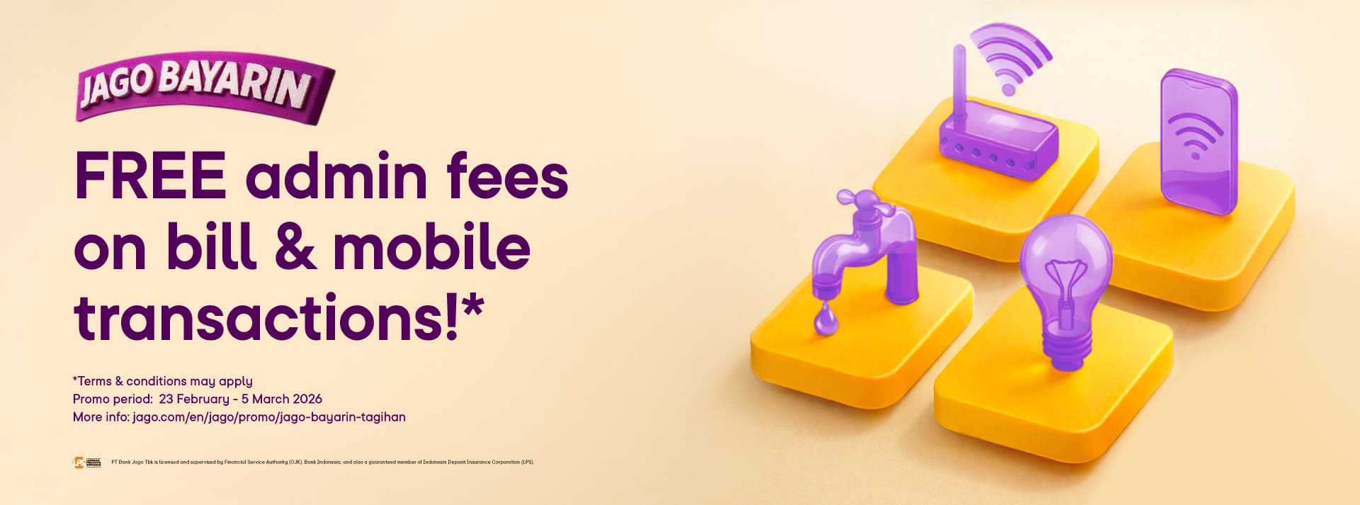 FREE admin fees on bill & mobile transactions!*