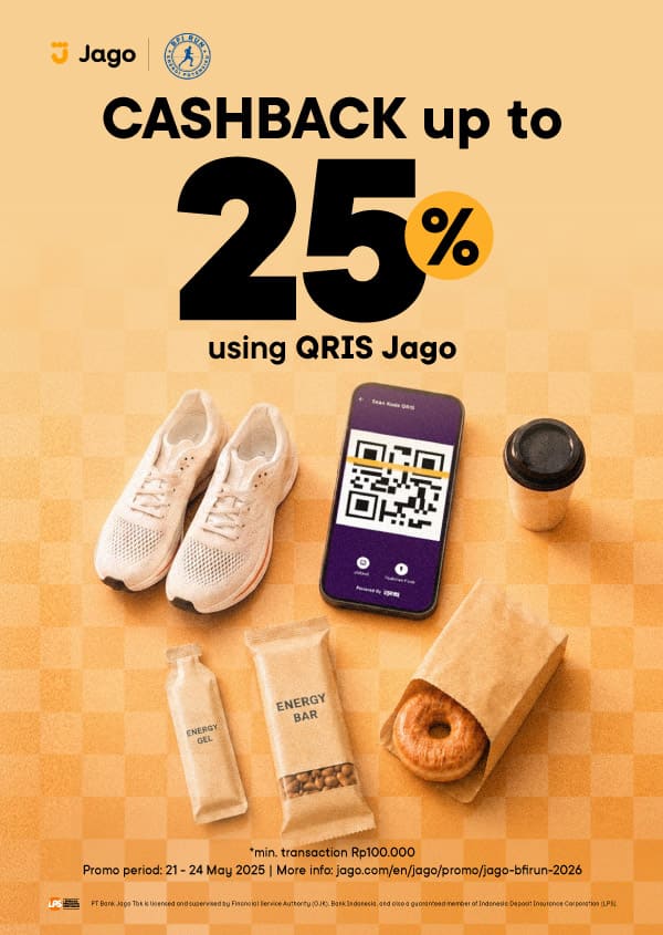 Get up to 25% cashback with Jago QRIS for purchasing BFI Run merchandise