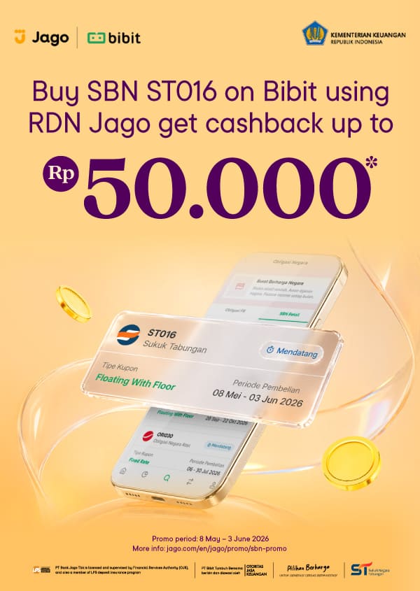Buy SBN ST016 on Bibit using RDN Jago get cashback up to Rp50,000