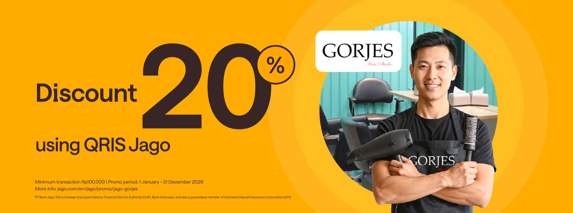 Discount 20% for all treatment except make up with Jago QRIS.
