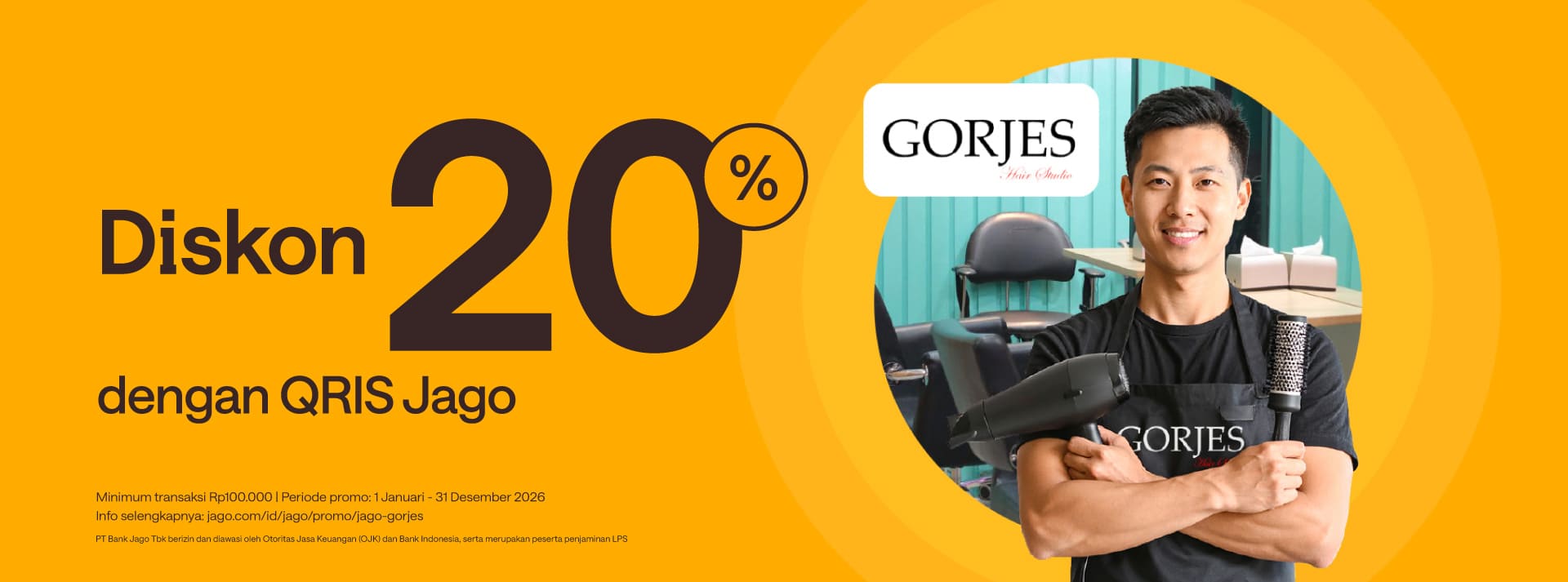 Potongan 20% untuk semua treatment kecuali make up dengan QRIS Jago.