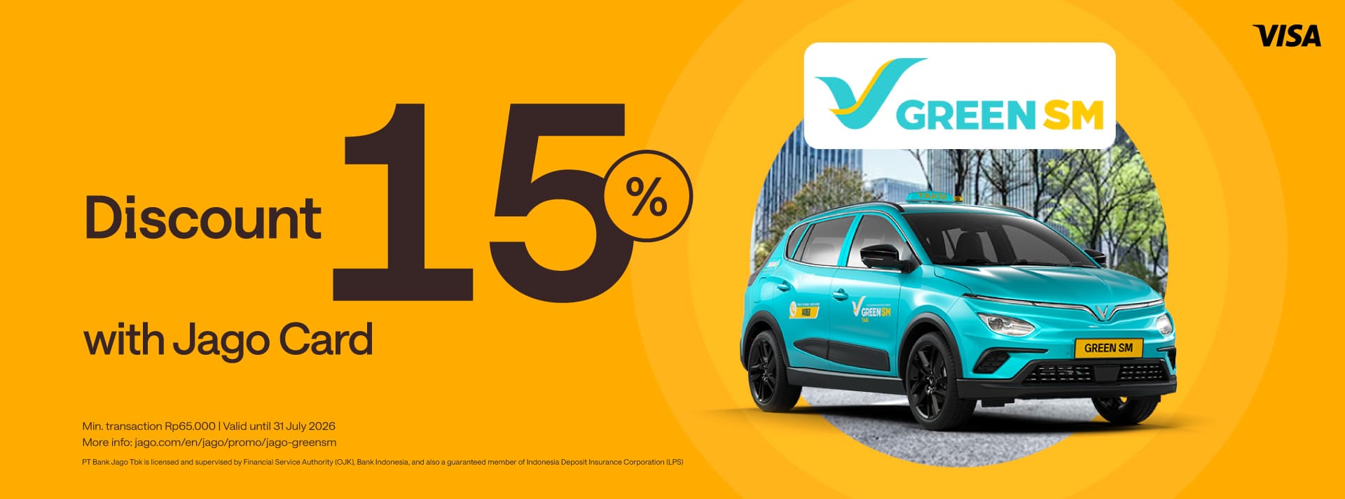 Get 15% discount with minimum transaction Rp65.000 using Jago Card