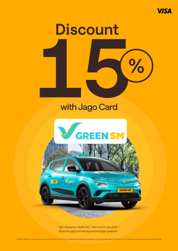 Get 15% discount with minimum transaction Rp65.000 using Jago Card