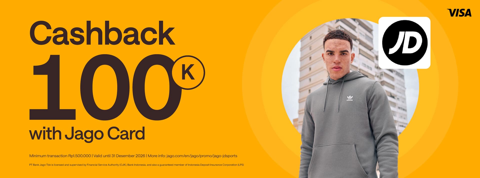 Shop at JD Sports & get cashback 100K with Jago Visa Debit Card