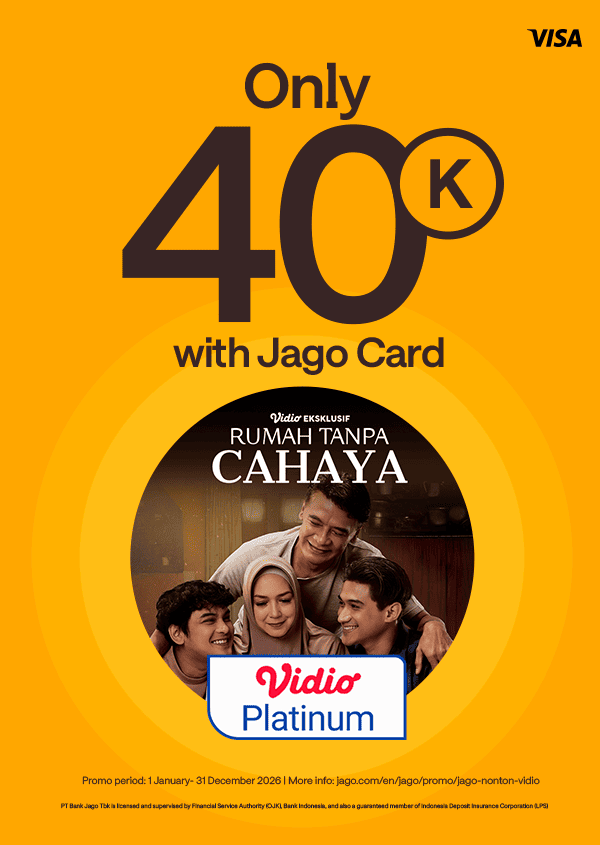 Get Vidio Premier Platinum subscription only Rp40,000 for Jago Visa Debit Card users
