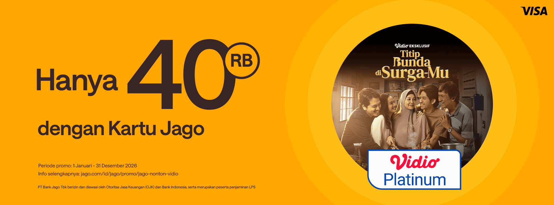 Dapatkan Vidio Premier Platinum dengan harga Rp40.000 hanya untuk pengguna Kartu Debit Jago Visa
