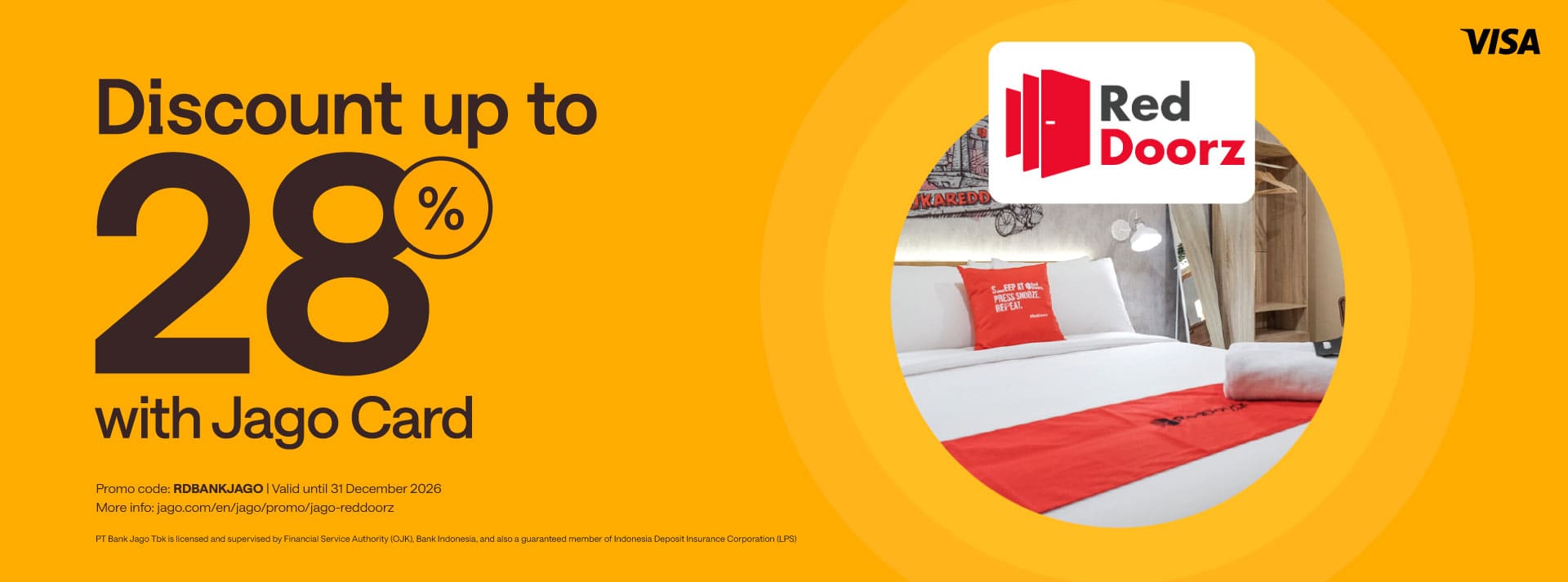 Get cozy stays at a lower price with Jago Visa Debit Card up tp 28% discount!