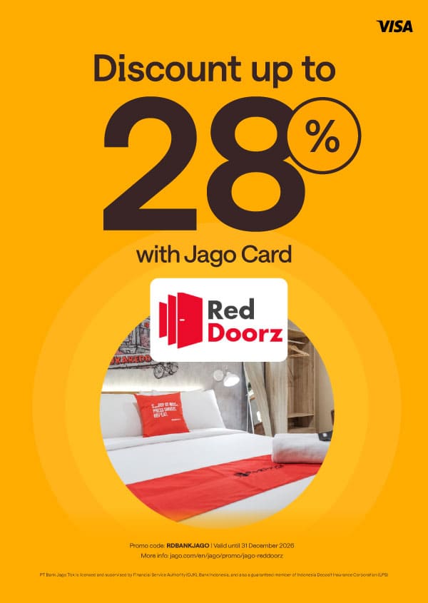 Get cozy stays at a lower price with Jago Visa Debit Card up tp 28% discount!