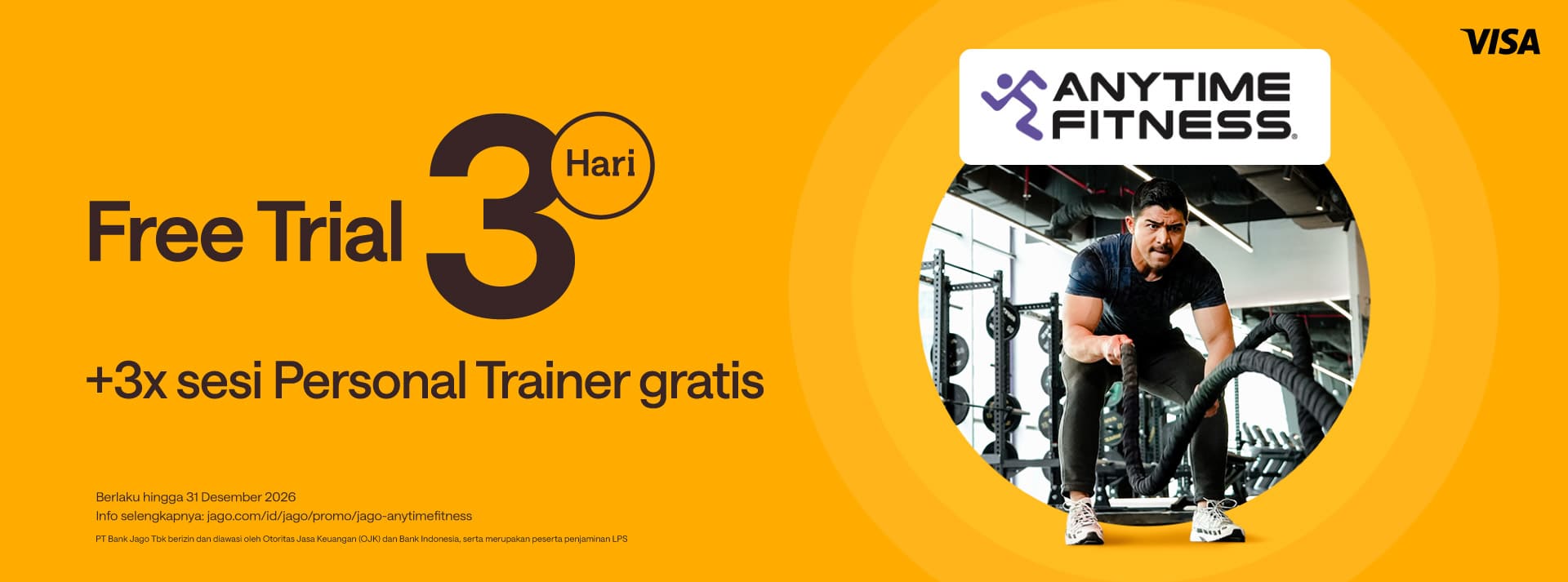 Nikmati FREE TRIAL 3 hari + 3 sesi personal trainer (PT) gratis di Anytime Fitness!