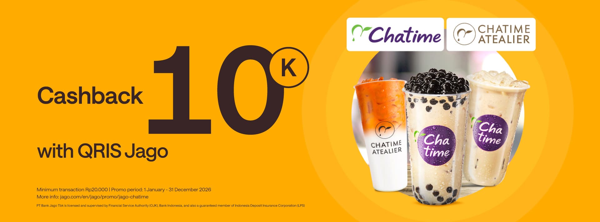 Enjoy a Rp10,000 bonus for bubble tea treats