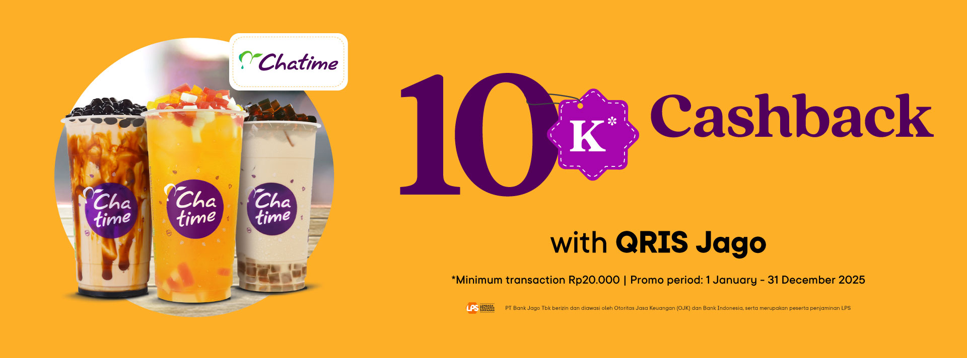 Enjoy a Rp10,000 bonus for bubble tea treats