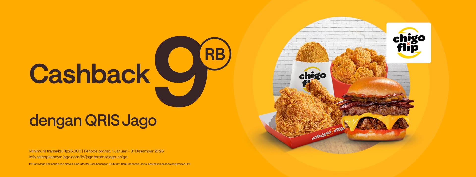 Jago traktir makan ayam setiap hari! Bonus Rp9.000 khusus pengguna QRIS Jago