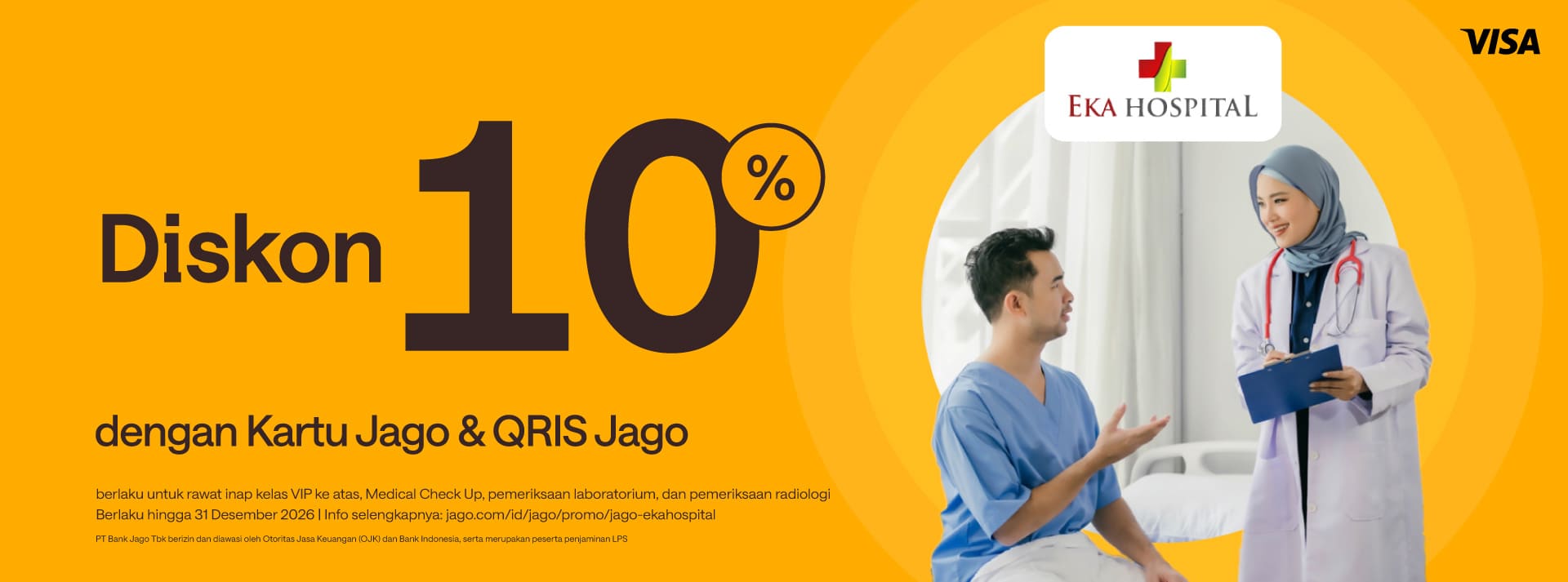 Pelayanan kesehatan lebih hemat pake Kartu Debit Jago Visa Diskon 10%!