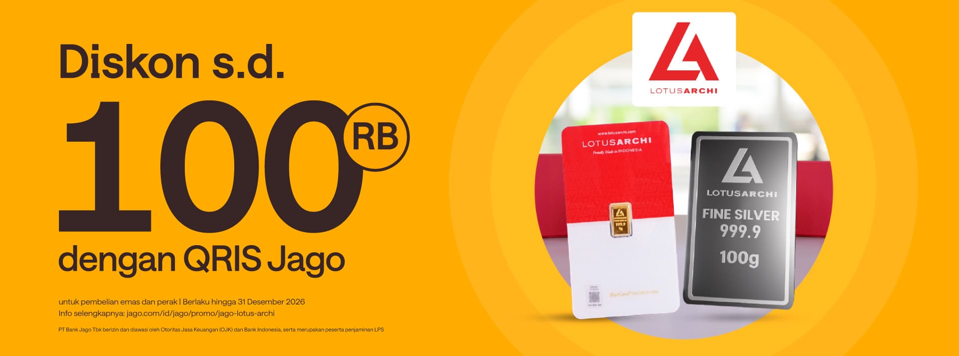 Diskon s.d. Rp100.000 dengan transaksi menggunakan QRIS Jago!