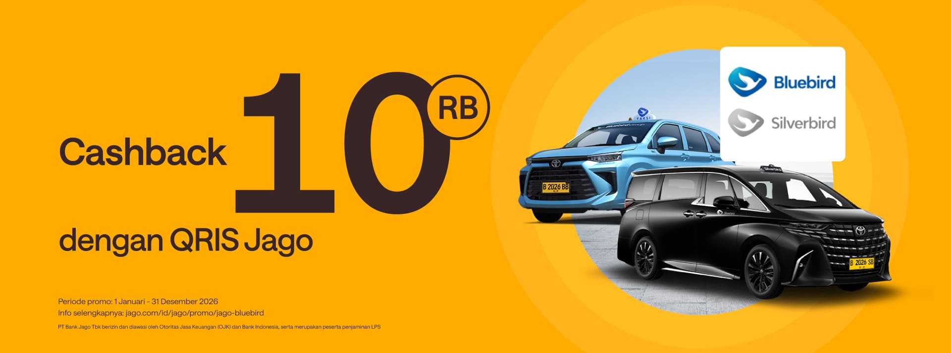 Naik taksi dapat cashback Rp10.000 pakai QRIS Jago