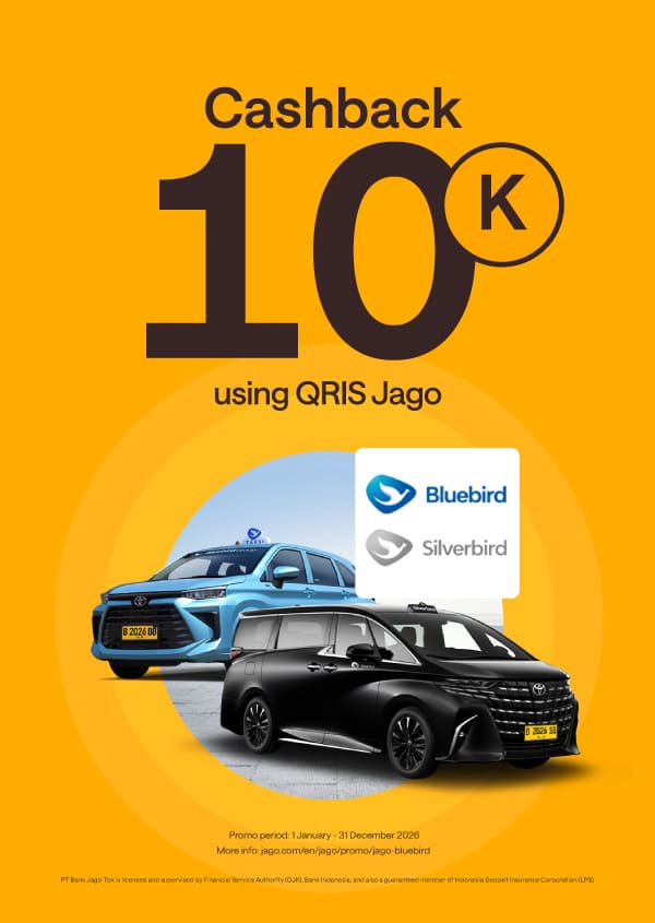 Rp10,000 cashback for paying your taxi fare using Jago QRIS