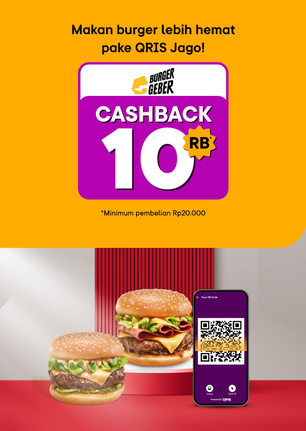 Cashback Rp10.000 makan burger pakai QRIS Jago