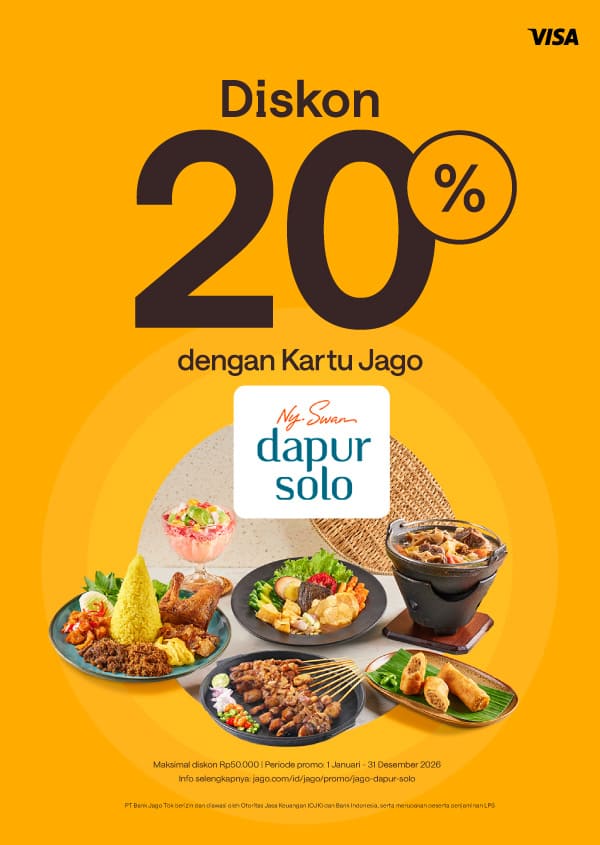 Diskon 20% buat makan-makan pakai Kartu Jago (Fisik)