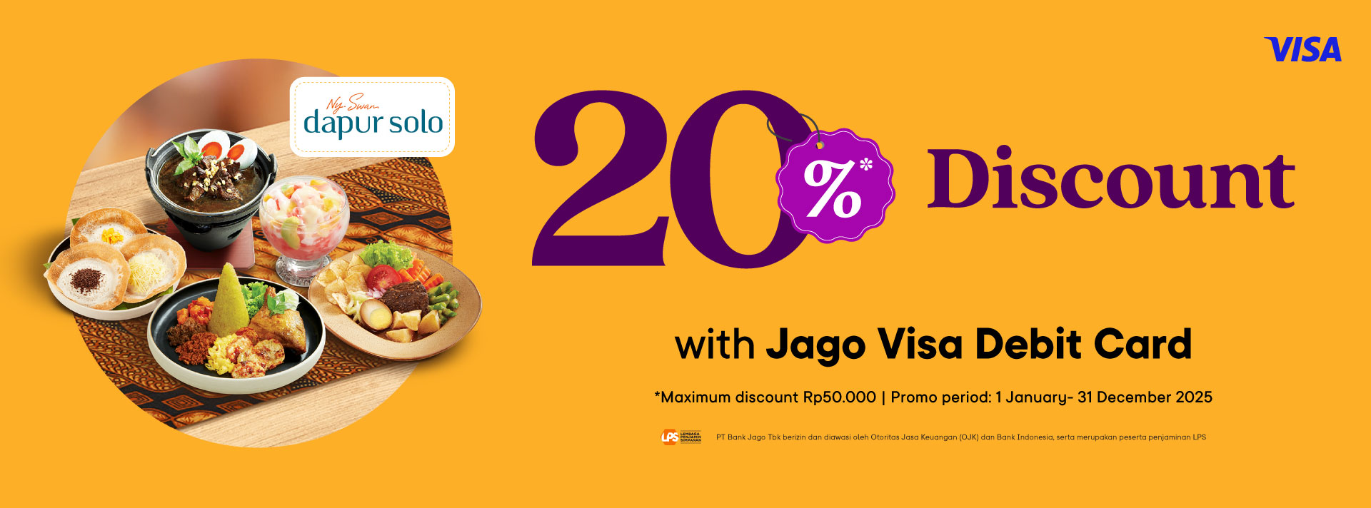 20% discount for dining with Jago Visa Debit Card